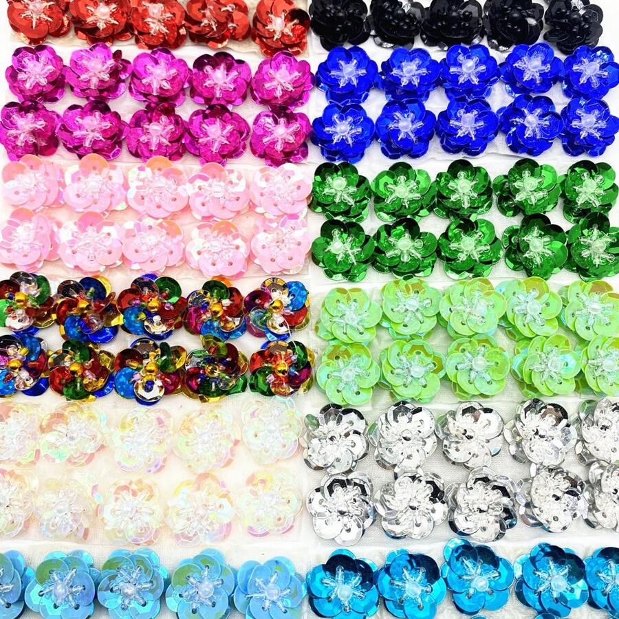 120Pcs 2cm Sequin Beads Flowers For Stage Performance Clothing Accessories Decoration Sewing Knitting Supplies