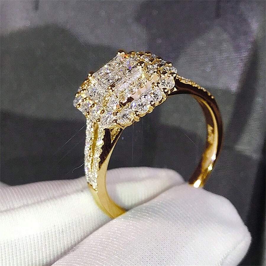 Classic Micro-Inlaid Zirconia Couple's Wedding/Engagement Rings, Daily Wear Jewelry Gift