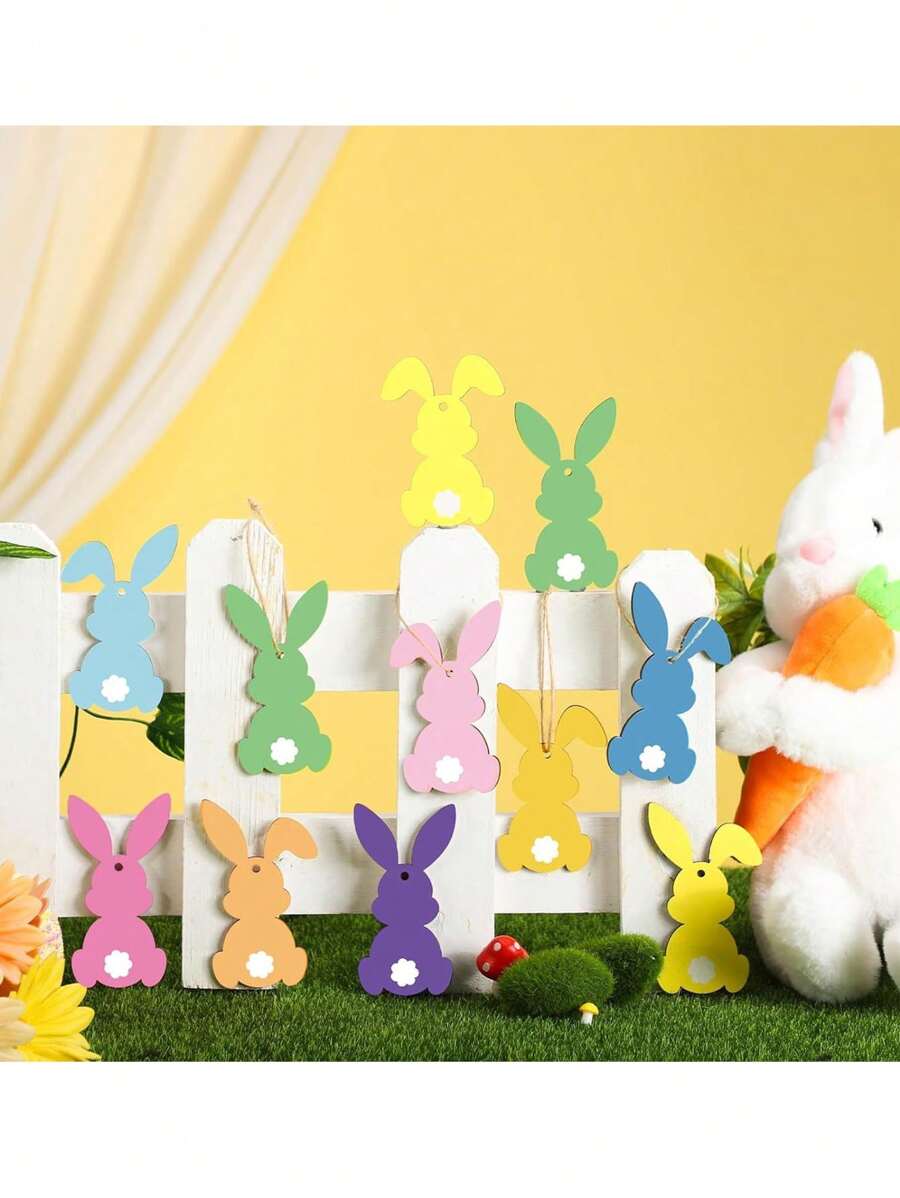 Easter Rabbit Shaped Wooden Hanging Decor, Rabbit Hollow Design For Party Wall Tree Decoration, Perfect Gift