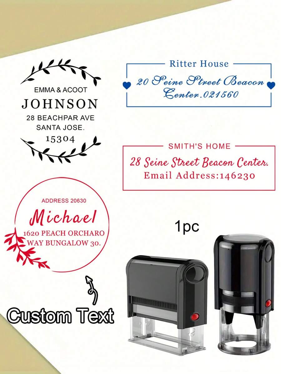 1/2Pcs Custom Text/Logo Address Stamp, Personalized Stamps Self Inking, Customized Any Logo Rubber Stamps, Customizable Business Stamp,Multi-Functional,Ornamental,Reusable,Modern,Colorful,Cute,Vintage,Cartoon,Workers,Clients,Students,Children,For Business/Work/Office,For School