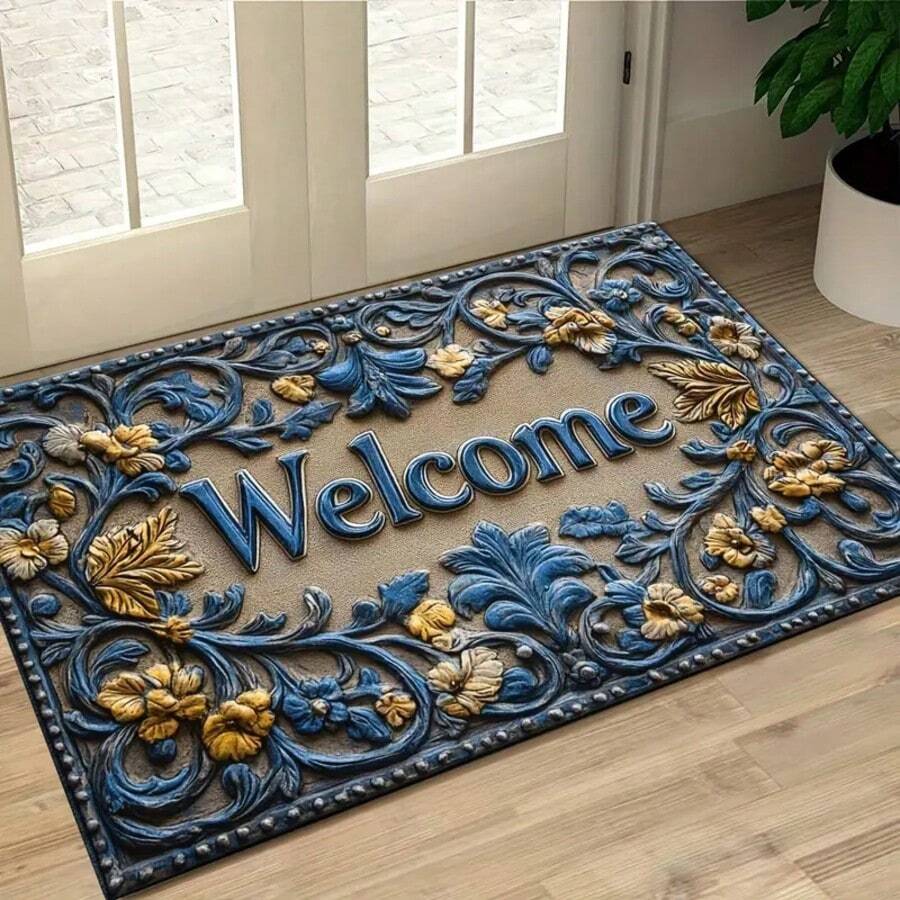 1pc,Chic Abstract Line ,Welcome Doormat - Botanical Pattern, Non-Slip & Machine Washable Polyester Rug For Home & Outdoor Decor - Perfect For Entryway, Bedroom, Balcony Gifts Birthday Graduation Carpet Rugs Door Mat Room Decor Carpet For Living Room Kitchen Rug Bedroom Decor Blankets And Throws Rugs For Bed Room Home Decor Bathroom Decor Room Decoration Stuff Living Room Decor Office Decor House Decor Home Decor Living Room Bathroom Rug Room Decor Aesthetic