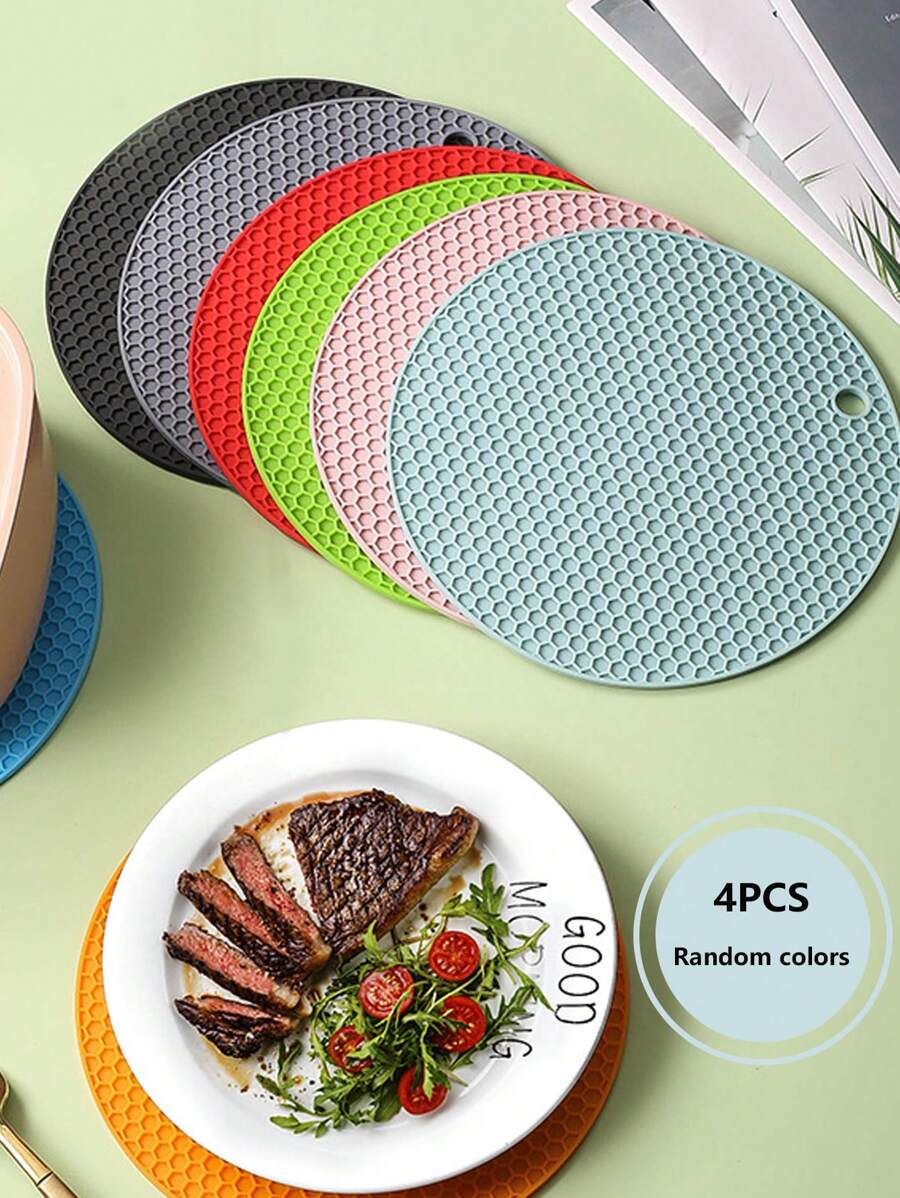 4pcs Multifunctional Round Heat Resistant Silicone Mat Cup Coasters Non-Slip Pot Holder Table Placemat Restaurant Accessories Tool Picnic Blanket4pcs Multifunctional Round Heat Resistant Silicone Mat Cup Coasters Non-Slip Pot Holder Table Placemat Restaurant Accessories Tool Picnic Blanket