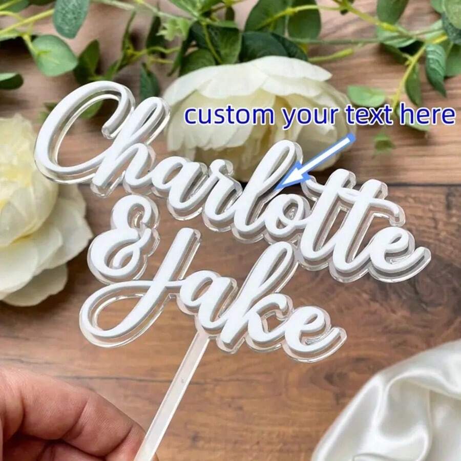 1pc Customizable Double-Layer Acrylic Birthday Cake Topper - Double-Layer Personalized Name Design, Perfect Party Decoration, Birthday Accessory, Wedding Decor,Multi-Functional,Adjustable,Durable,Ornamental,Reusable,Exquisite,Adorable,High-Quality,Modern,Colorful,Cute,Comfortable,Stylish,Custom,Personalized,Unique,Ideal Gifts For Him,Ideal Gifts For Her,Boyfriend,Girlfriend,Dad,Mom,Family,Friends,Son,Daughter,Office,Tea Room,School,Home,Home Refresh
