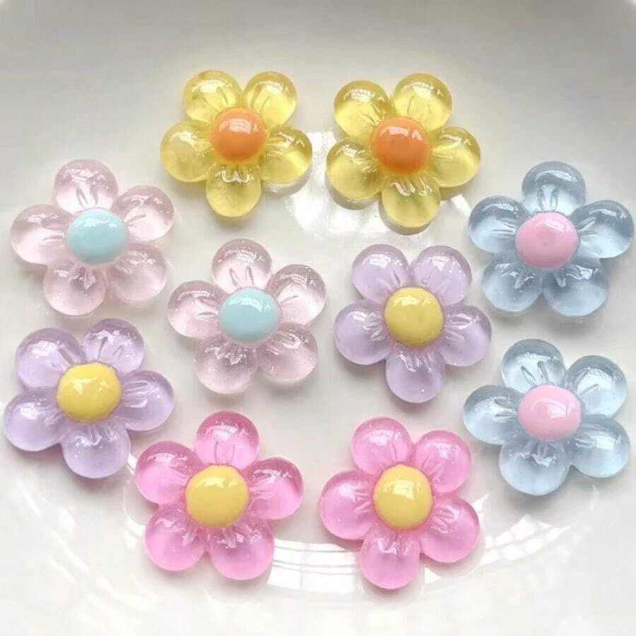 10Pcs New Cute 20mm Resin Floret Flat Back Cabochon Scrapbook Kawaii DIY Embellishments Accessories