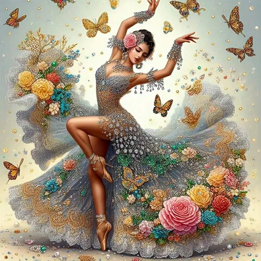 Diamond Painting Kit, Beginner Dance Series 5D Diamond Art Kit, Princess Dream Butterfly,Painting Home Wall Decoration