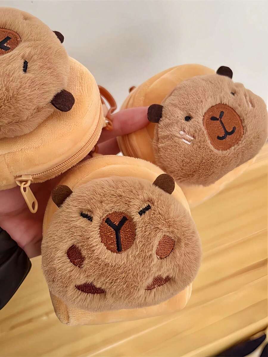 1 pieza/3 piezas Cartera de peluche de Capibara gracioso estilo Kawaii, juguete de almacenamiento de Capibara de lujo (estilo aleatorio), tarjetas de crédito, almacenamiento, regalos para familiares, amigos, colegas, oficina, niños, campamento al aire libre, niñas, regreso a clases, Pascua, regalos de Pascua, Navidad, artículos esenciales de Halloween