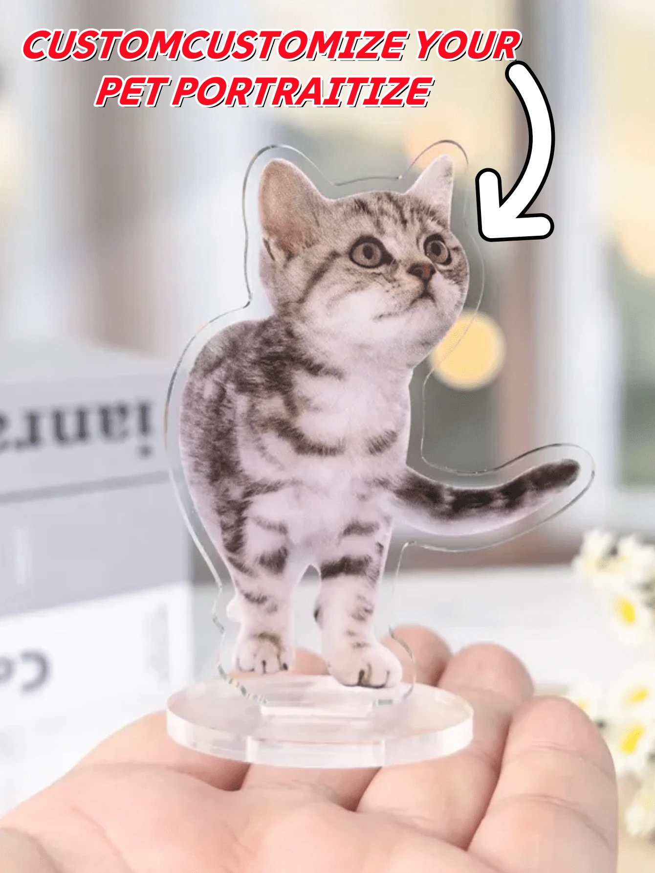 1pc Custom Acrylic Stand - Personalized Pet Standee, Custom Dog & Cat Photo Stands, Family Photo CutOuts, Unique Home Decor, Stocking Stuffers, Perfect Gift For Pet Lovers, Family, And Friends, Reusable,Multi-Functional,Ornamental,Stylish,Exquisite,High-Quality,Cute,Custom,Personalized,Unique,Ideal Gifts For Him,Ideal Gifts For Her,Her,Boyfriend,Girlfriend,Dad,Mom,Family,Friends,Son,Daughter,School Students,Workers,Kids,Office,Tea Room,School,Home,Customized Crafts,Home Refresh