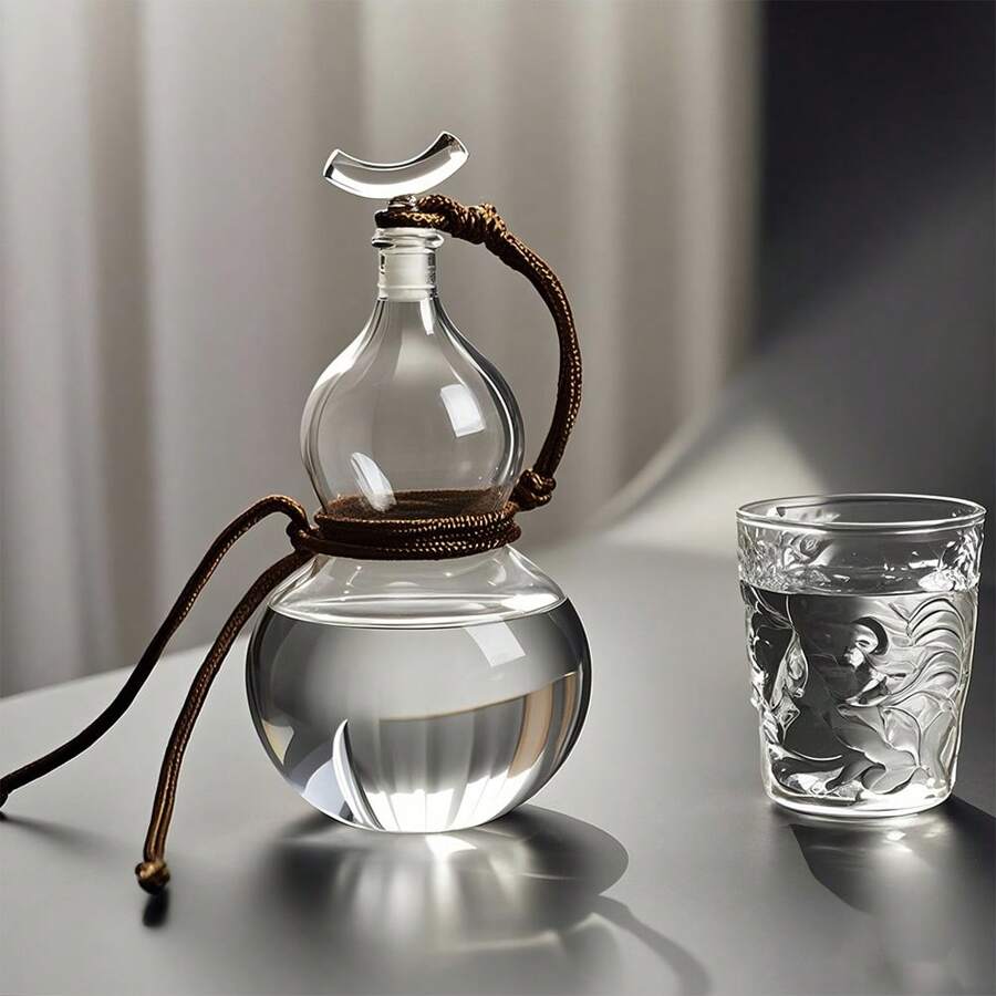 1 pezzo Brocca per vino in vetro vintage a forma di zucca, tazza per vino in pregiato vetro borosilicato con intagli, set da alcolici di stile cinese