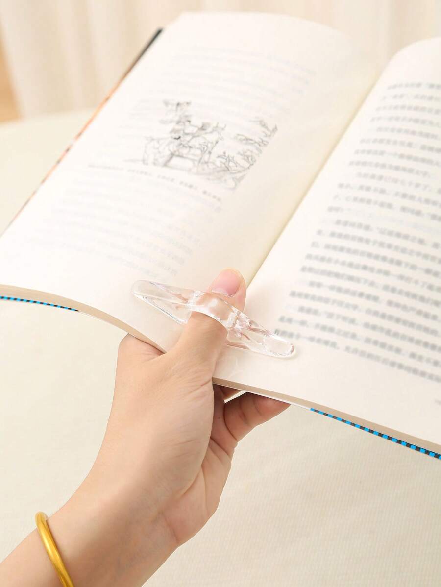1 Soporte de libro de acrilico para el pulgar, prensa marcapáginas, ayuda de lectura de libros
