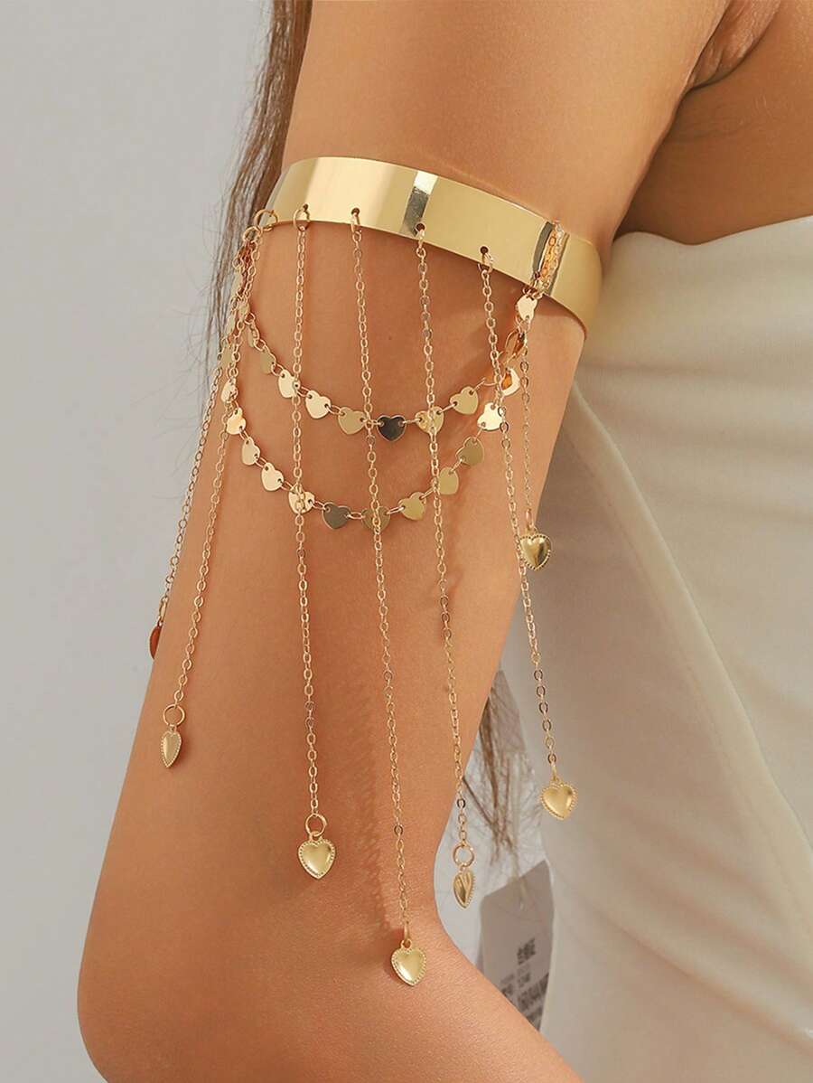 1pc European And American Open Arm Bracelet, Vintage Open Arm Bracelet Punk Style, Fringe Star Bracelet, Love Bracelet, Simple Bracelet, Arm Decoration Suitable For Daily Wear, Party Accessory Gift, Banquet, Wedding, Women's Gift