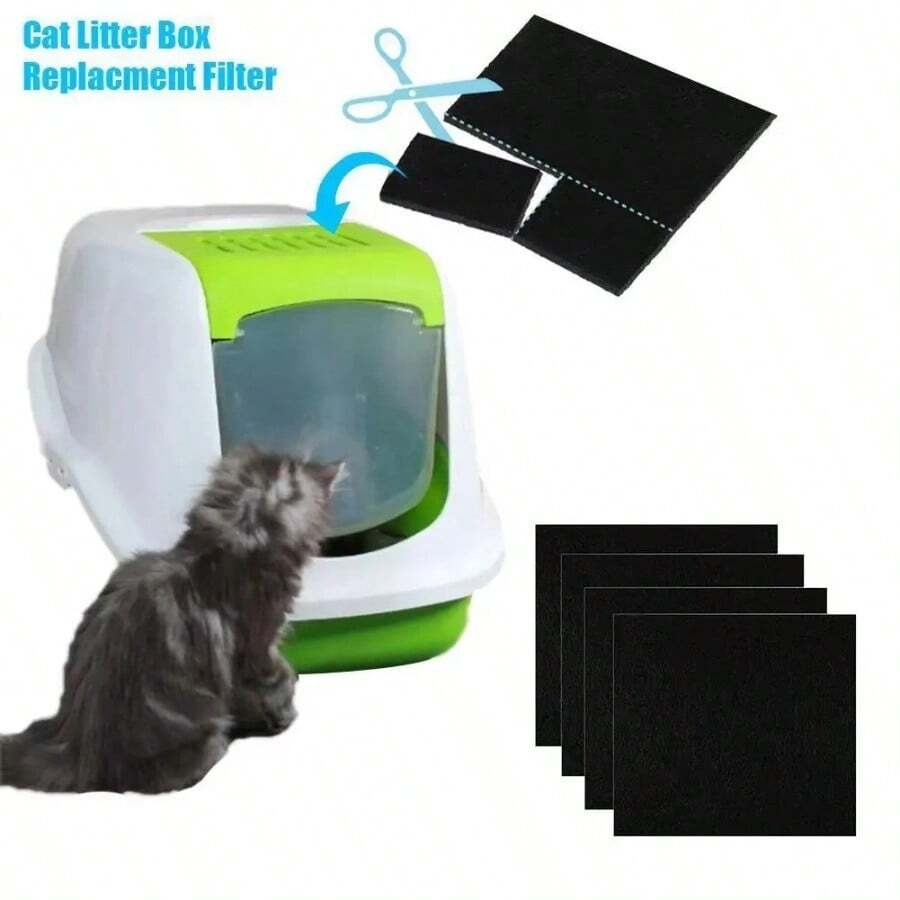 3 pièces Filtres à charbon actif pour animaux de compagnie, haute performance d'adsorption, filtre pour litière de chat, chien, chaton, toilettes universelles