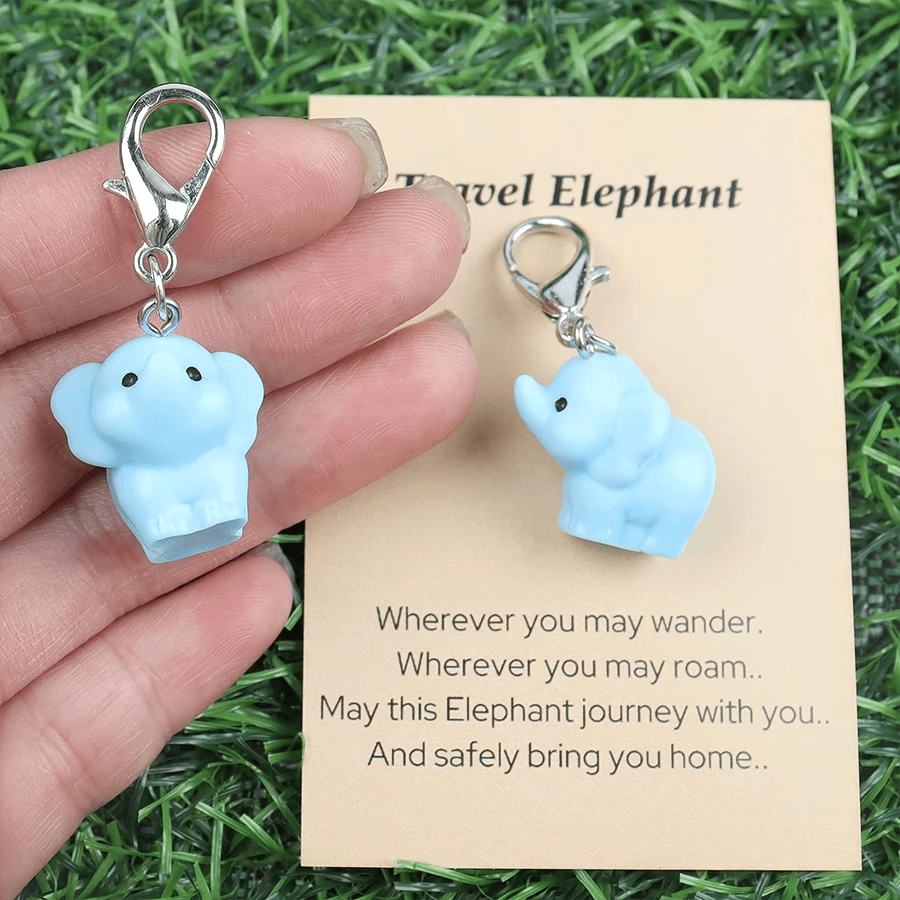 1 Stück/2 Stücke süßer Mini Elefanten Schlüsselanhänger, "Wohin du auch gehst, der Elefant ist bei dir und bringt dich nach Hause" ermutigende und tröstende Botschaft, der hübsche Elefant bringt Glück, niedlicher Harz-Tierdeko, geeignet für Feiertage, Geburtstage, Hochzeiten, Schulanfang, Partys, Auto-Accessoires, Taschenbaumler