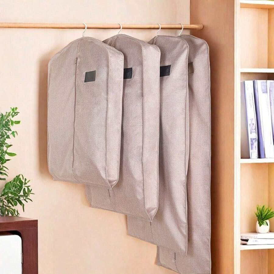 1pc Oxford Cloth Zipper Transparent Window Garment Bag, Breathable Fur/Down Jacket/Fur Coat Dust Cover, Hanging Clothes Storage Bag