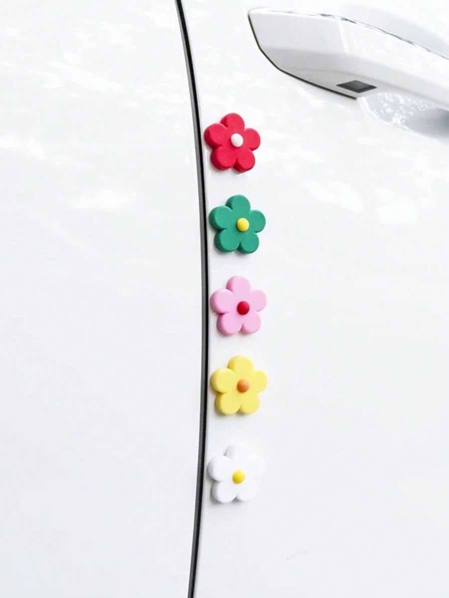 5 stuks/set kleine bloemen auto botsingsvermijdingsstrips, auto-interieurdecoratie, deurbotsingsbescherming, ventilatieopeningsdecoratie-accessoires