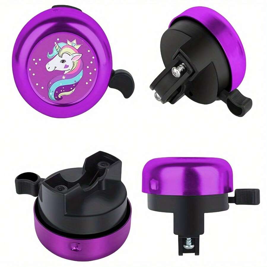 1 pieza Timbre de bicicleta de color morado fuerte, accesorio de decoración de bicicleta plegable universal, adecuado para bicicletas de montaña