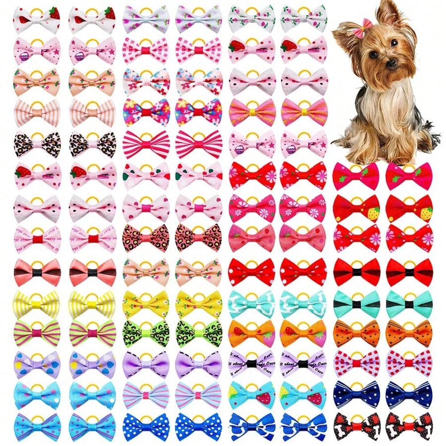 With Rubber Band Puppy Bows Handmade Movable Pet Bowknot For Dogs Pet Dog Hair Accessories Pet Supplies