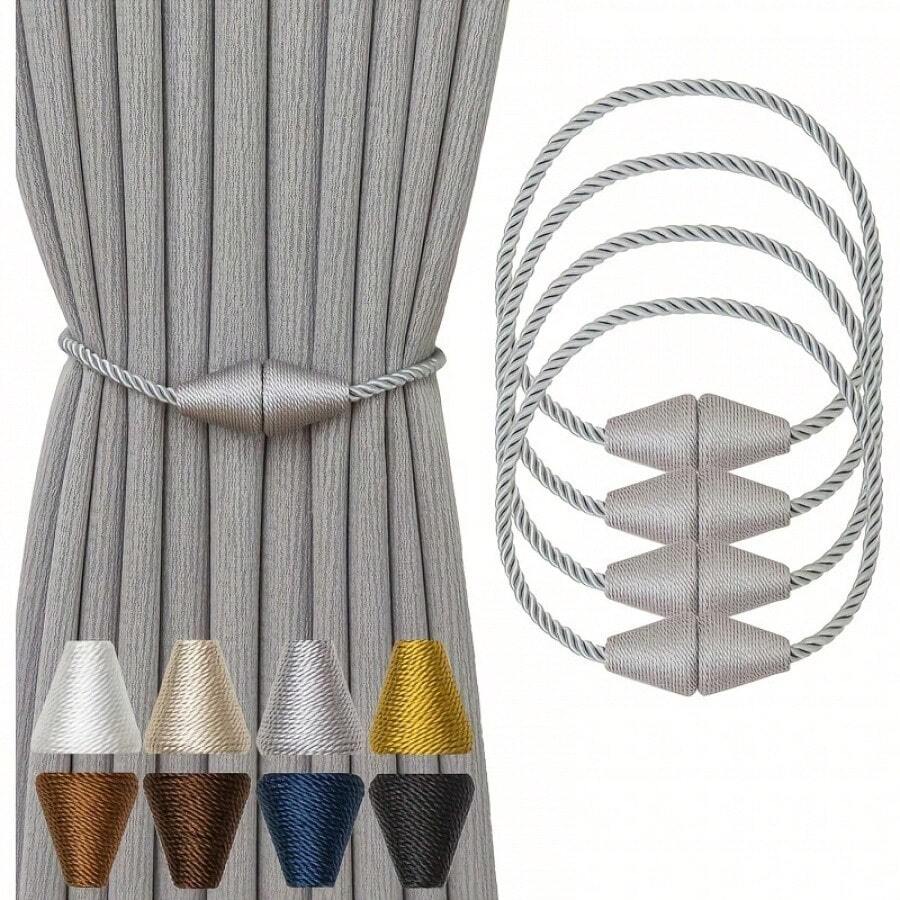 4pcs Magnetic Curtain Tiebacks Outdoor Rope Curtain Tiebacks Decorative Curtain Tiebacks Living Room Home Decor Curtain Holdbacks