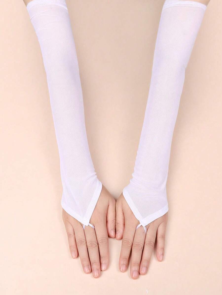 1 pieza Nuevos guantes sin dedos largos y transparentes, de diseño elegante y transpirables, con protección UV para bodas y fiestas