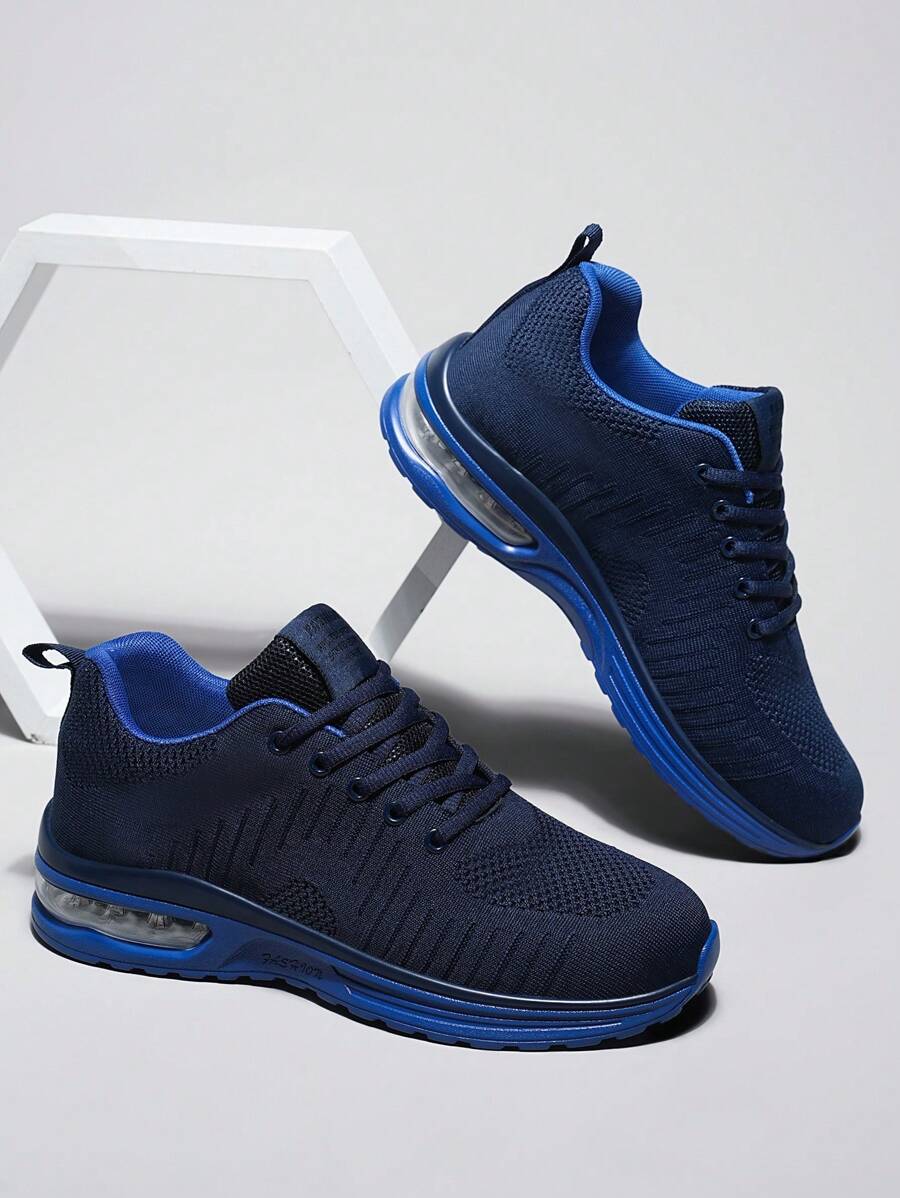 Men's Fashionable Outdoor Casual Spring/Summer Breathable Soft Anti-Slip Athletic Sneakers, Low-Top Pure Blue Air Cushion Sole Running Shoes