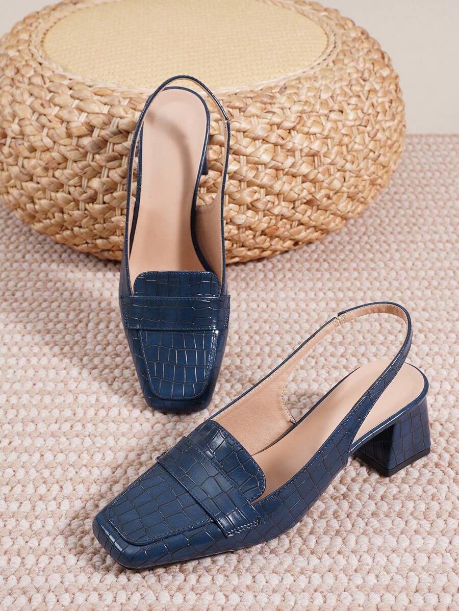 Women's Summer New French Square Toe Casual Thick Heel Slingback Sandals
