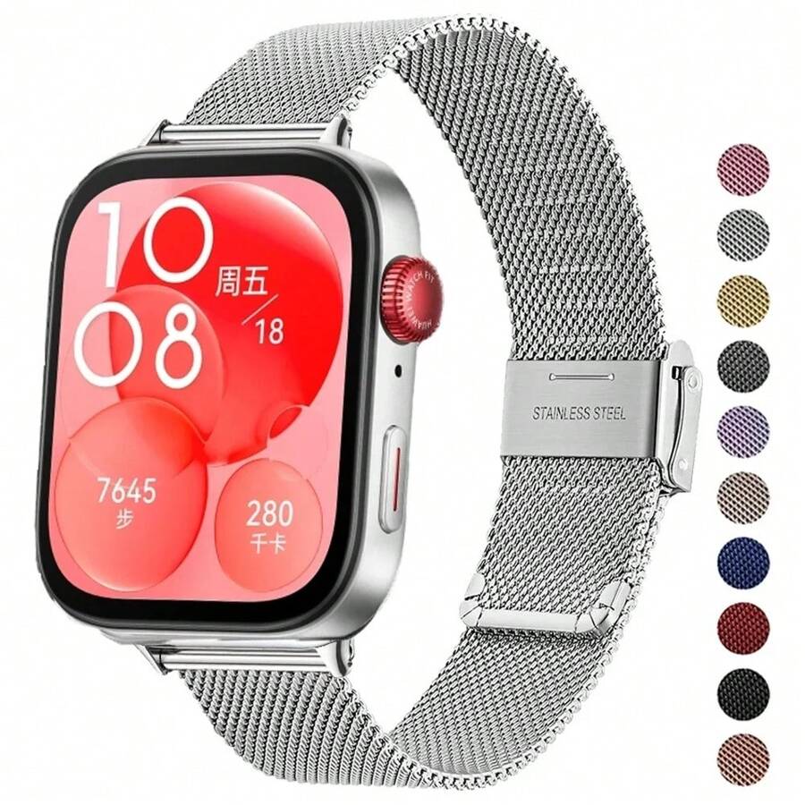 1 pieza Correa de metal compatible con la Banda Watch Fit3 con hebilla de acero inoxidable, Correas de repuesto compatibles con FIT 3