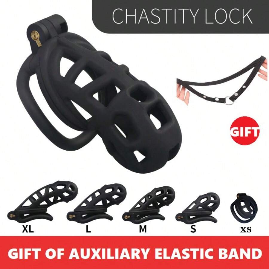 "Gift!" One Elastic Auxiliary Strap For More Comfortable Wearing. Chastity Men's Lock Chaste Vessel Black Light Pvc Penile Ring Snap Ring Multi Size Cage SM Sex Toys BDSM Pink Valentine's Day Bdsm Restraints Chastity Cage Bdsm Bondage Sex Tools