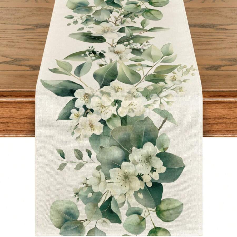 Nappe florale de camélia pour l'été, décoration de table de cuisine/salle à manger à motif de feuilles botaniques printanières pour la maison et les fêtes