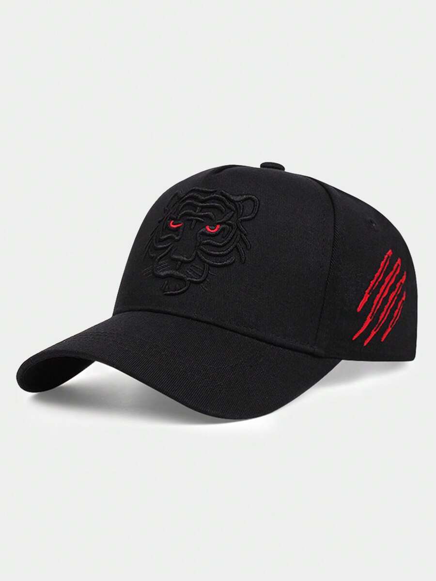 1 pièce Casquette de baseball à broderie de tigre pour hommes, chapeau de sport outdoor hip-hop, casquette de soleil décontractée de camionneur, taille réglable à bord incurvé, chapeau de soleil pour étudiant