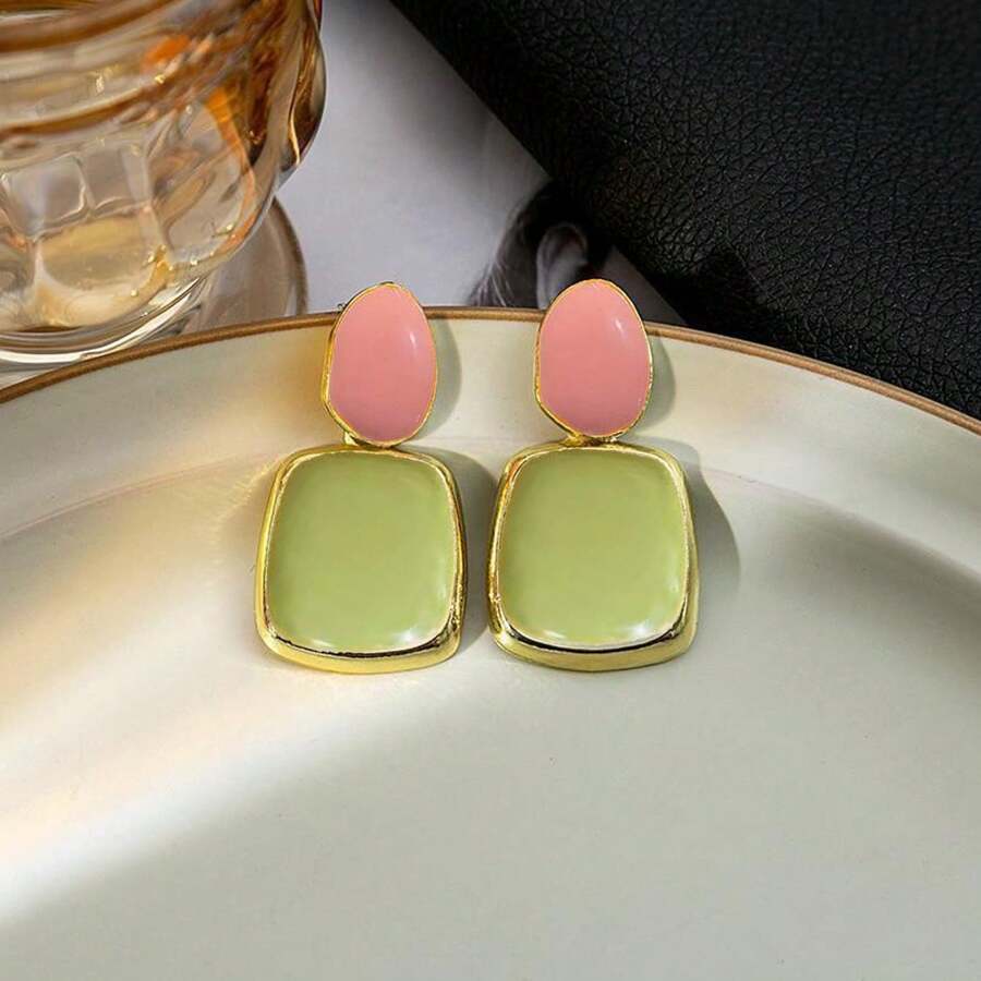 2 piezas Aretes cuadrados minimalistas y a la moda, joyería para fiesta y eventos