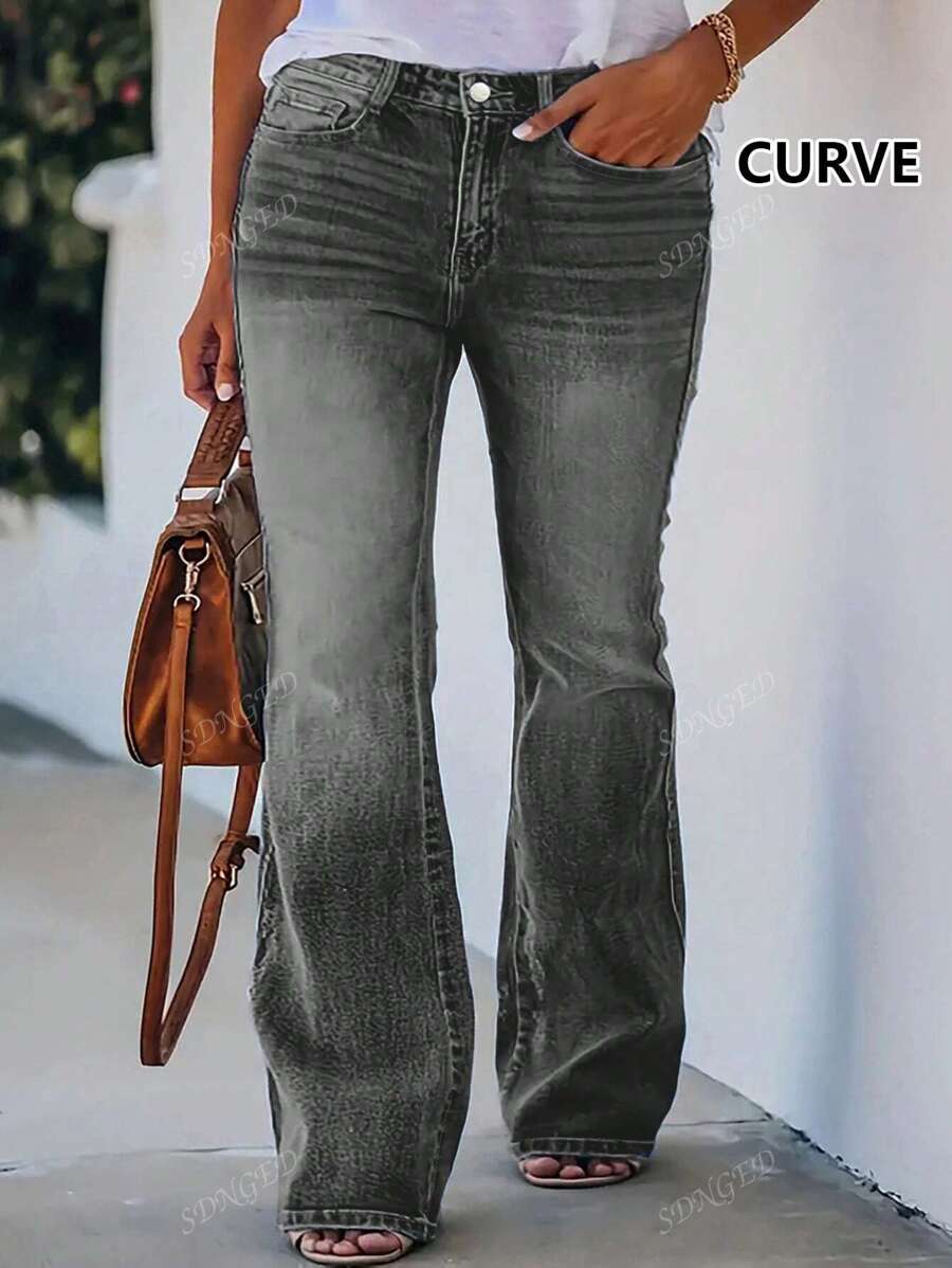 Bestselling New Fashion Plus Size Women Flared Tight Fit Jeans