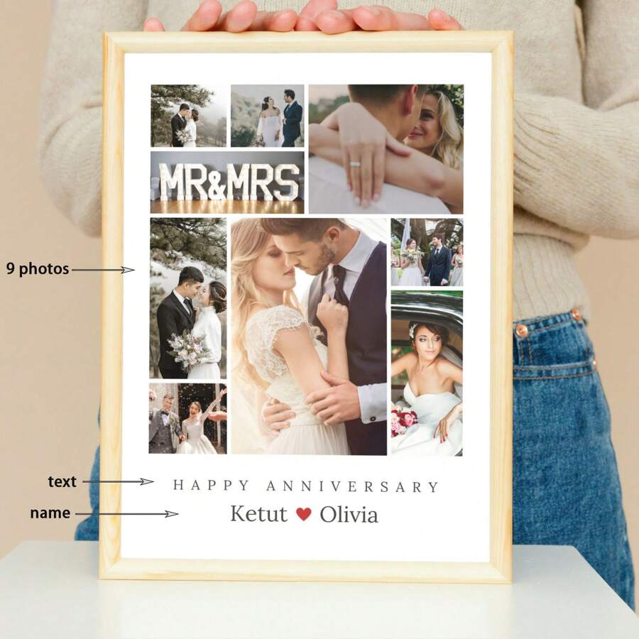 1pcAnniversary Photo Collage,Celebrating Years Of Love And Memories,Birthday Photo Collage,Gifts, Best Friends Collage, Personalized Gifts,Personalized Picture Prints Gift For Boyfriend Girlfriend,Custom Photo Hanging Paintings Gift For Him/Her,Customized Picture,Custom Romantic Wall Art,Wedding Valentine's Day Christmas Anniversary Engagement Poster Gifts For Couple/Wife/Friends/Family,Home Living Room Decoration Hanging Paintings,No Frame Graduation