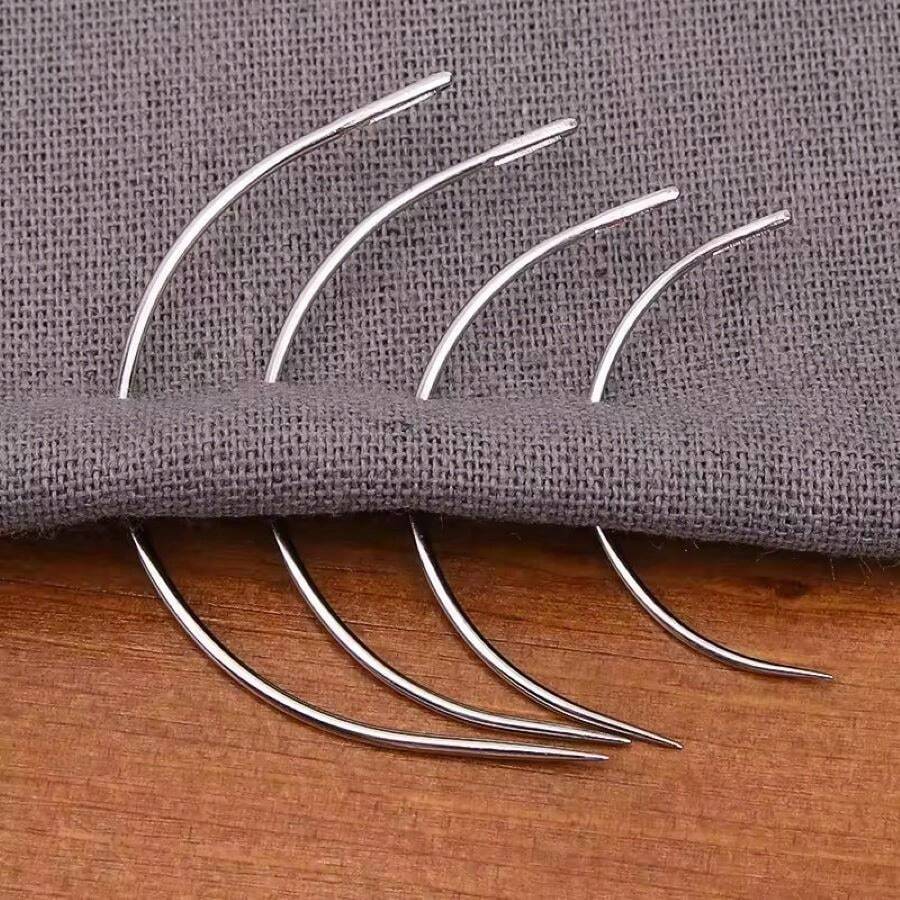 Juego de 4/8 piezas de agujas curvas de coser para artesanía en, accesorios de costura tipo C para herramientas de reparación de calzado