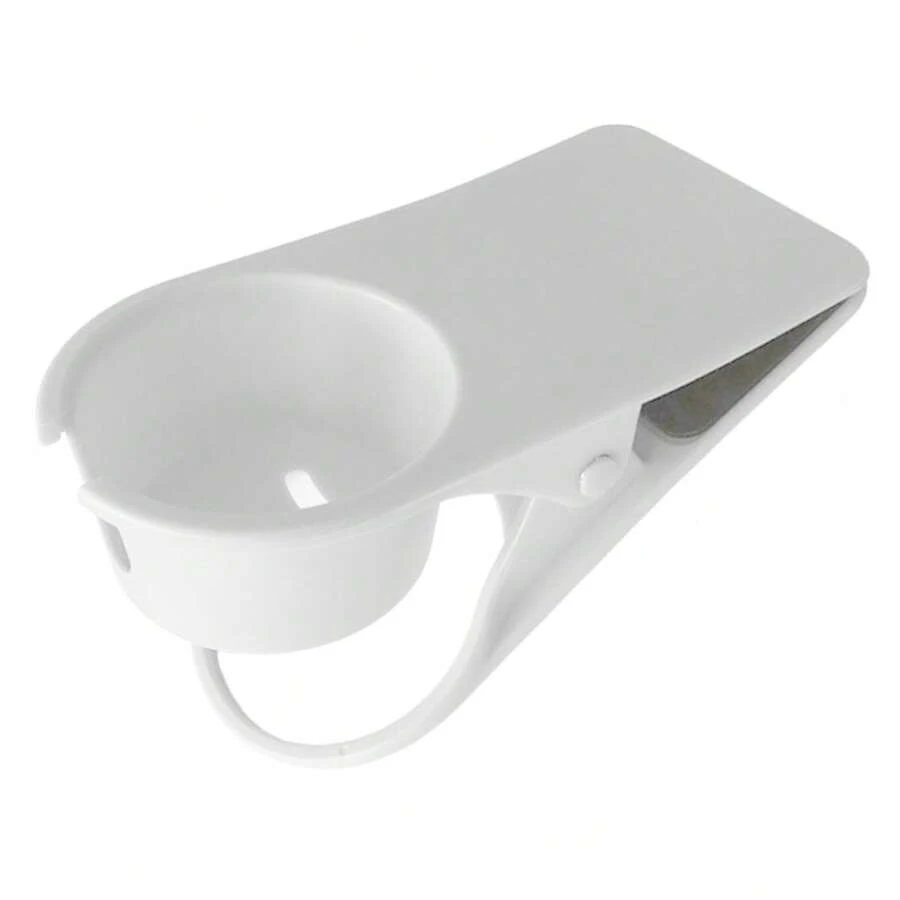 Porte-gobelet de bureau à pince pour économiser de l'espace, grande pince de table multifonctionnelle, support de tasse pour bouteille de boisson, blanc