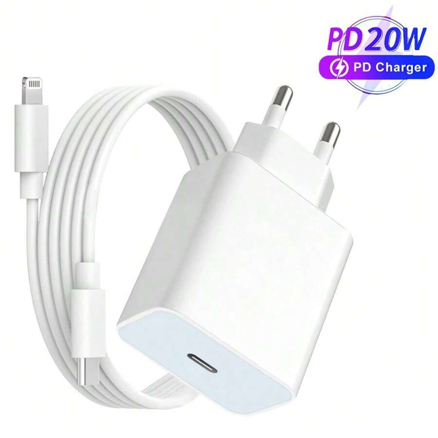 Chargeur rapide USB-C 20W, avec câble USB-C vers Apple Lightning de 3,3 pi/100 cm, compatible avec l'ensemble de chargement pour iPhone 14 13 12 11 Pro Max PLUS