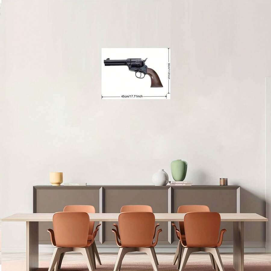 1 pieza Impresión en lienzo de Pistola Vintage de Forajido Occidental, Arte Textil sin Marco, Decoración Clásica de Vaquero para el Hogar, Bar, Cueva de Hombres