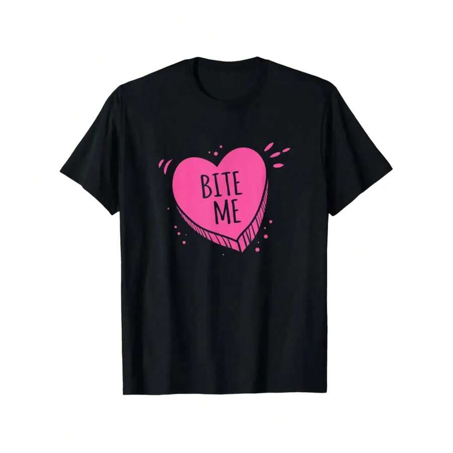 100% Cotton Valentine's Day T-Shirt, Printed Short Sleeved T-Shirt, 100% Women's Clothing, Women's Clothing