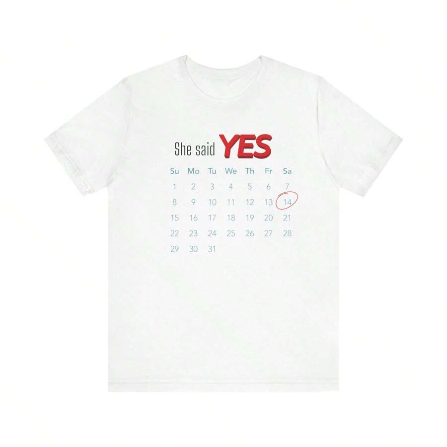 100% Cotton She Said YES Unisex Tee | Engagement Announcement Shirt, Wedding Guest Gift, Bride To Be Apparel, Bridal Shower Top, Celebrate Love Soft Summer Streetwear Slightly Top For Everyday Wear Stretched Homme Casual Fashion Stylish Designer Clothes Graphic Comfortable Print Round Neck Short Sleeve For Women
