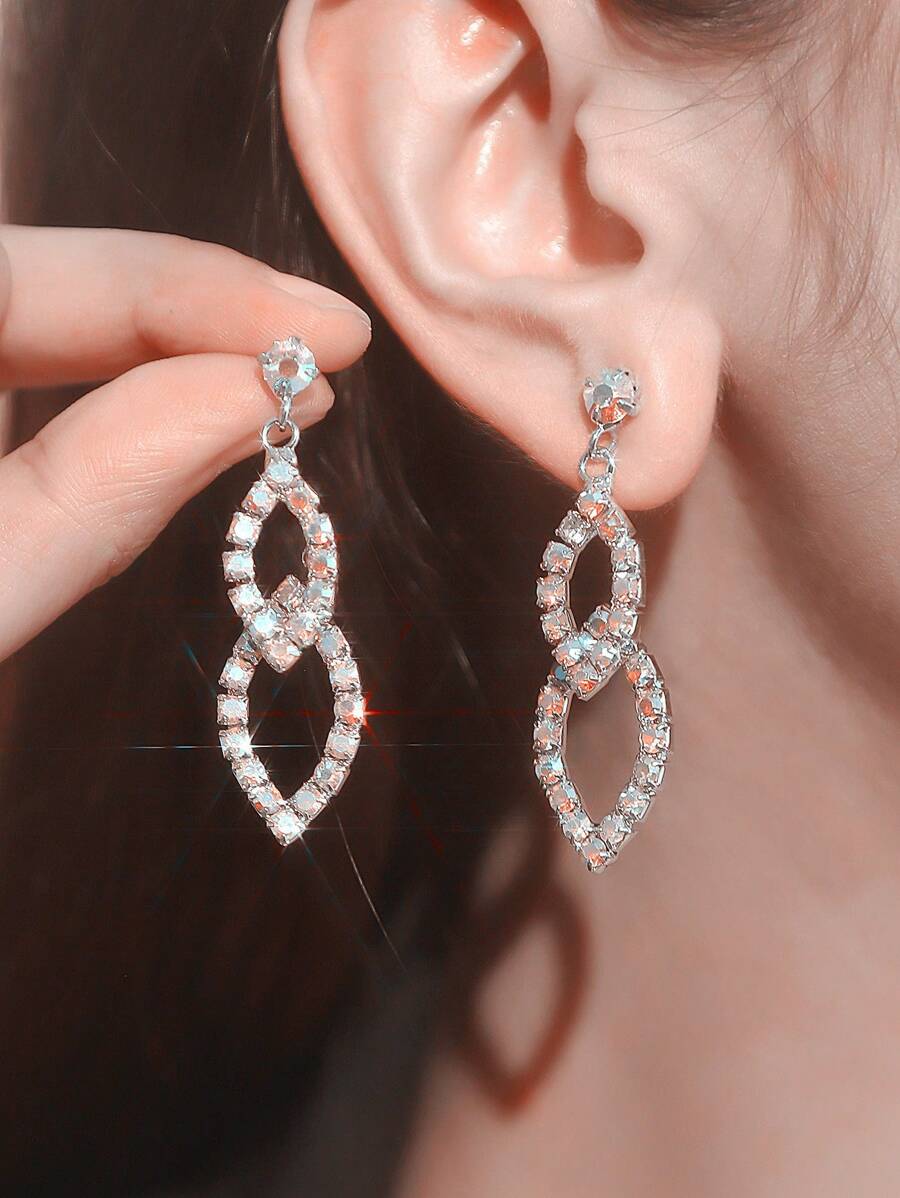 Fashion Glamorous CZ Crystal Earrings Stud Wedding Party Graduation Jewelry 1 Pair