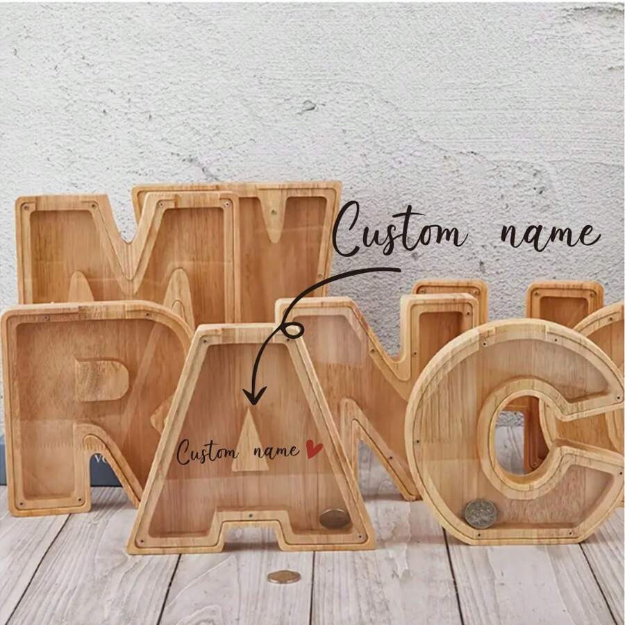 Personalized Alphabet Piggy Bank, Customizable Name Alphabet Piggy Bank, Home Decor Kids Gift For Halloween, Christmas, Thanksgiving, Easter