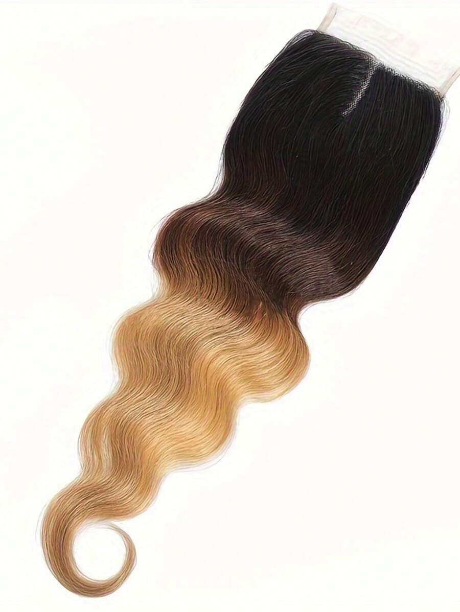 Ombre Body Wave Ludzkie Włosy Zamknięcie T1B/4/27 Kolor Brazylijskie Włosy Ludzkie Ombre Body Wave Ludzkie Włosy 4x4 Zamknięcie Koronki Zamknięcie Części Wolnej Przezroczysta Koronka