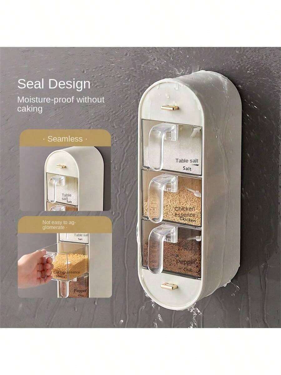 Seasoning Box Home Kitchen Shelf Salt Seasoning Combination Set Seasoning Bottle Jar Wall Hanging No-Drill