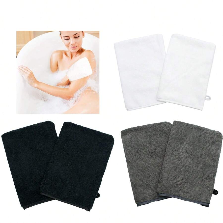 6 pièces Gants de bain doux en moufle, gants exfoliants microfibre pour le corps, gants réutilisables pour le démaquillage, style européen, 15 x 20 cm