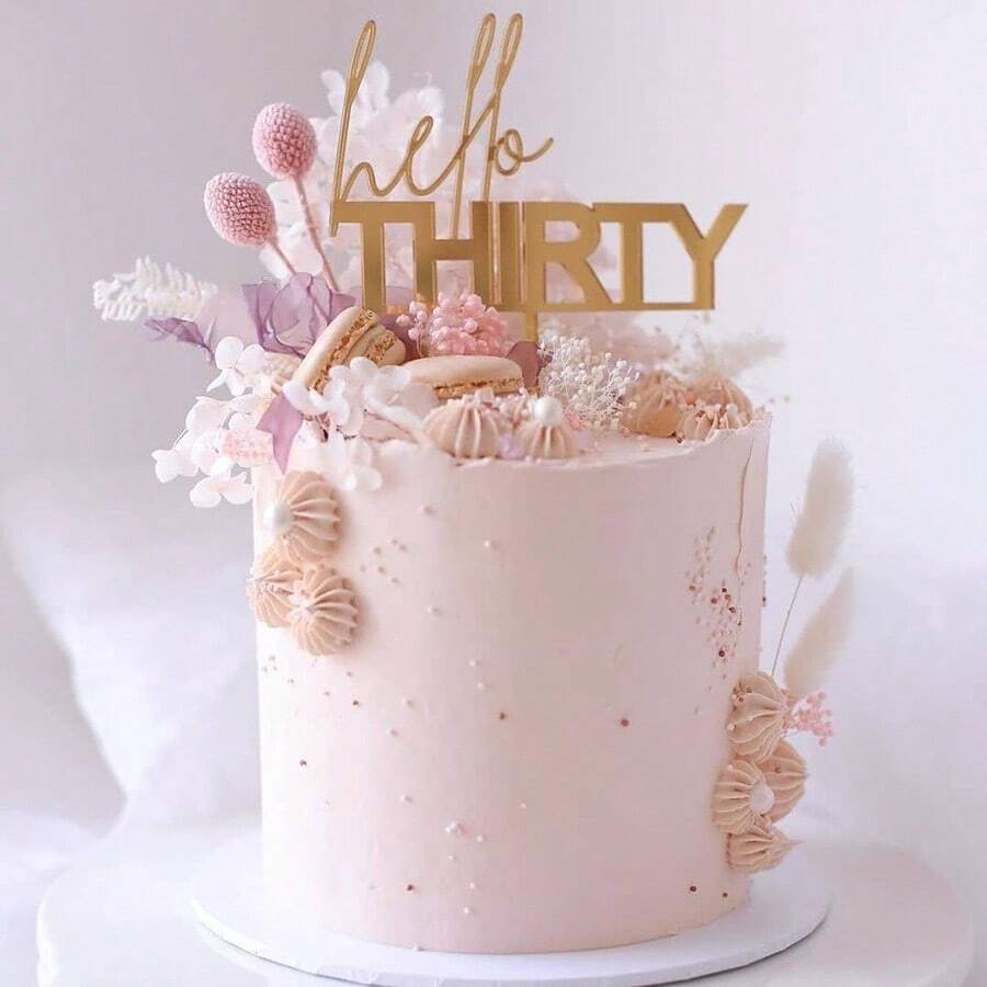 1pc/3pcs/5pcs Golden Acrylic Number Hello 30 40 50 60 Birthday Cake Topper,For Birthday Anniversary Party Cake Dessert Decoration Supplies