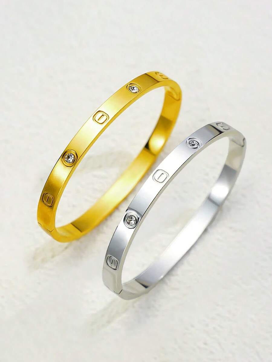 Fashionable Polished Electroplated Stainless Steel & Bracelet, Elegant Jewelry Accessories For Women, Suitable For Daily Wear And Party Charm, Ideal Gift