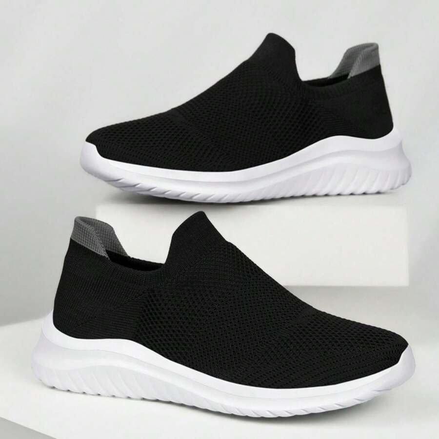 Chaussures à glissière en maille d'été pour hommes en grandes tailles, chaussures de course casual respirantes en maille pour les personnes âgées, chaussures à coussin d'air légères et souples pour les personnes âgées