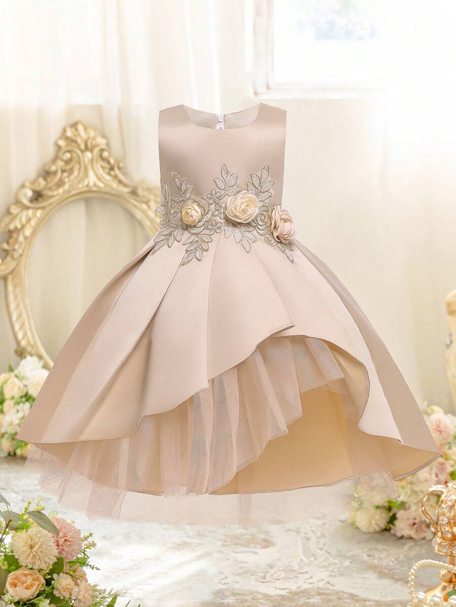 Young Girl Dress Tank Dress Princess Dress Mesh Flower Children Dress Girls Party Dress