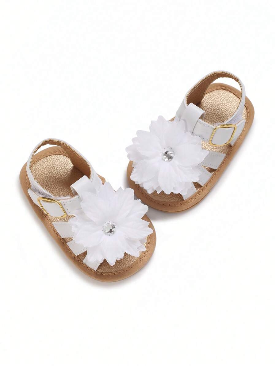 Infant Girls' Summer Rubber Sole Sandals, Princess Style Flower Slippers