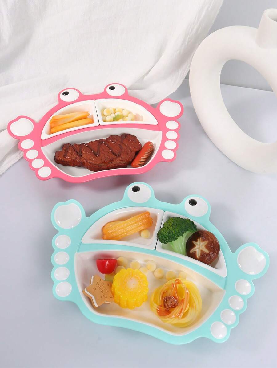 1pc Baby Crab Shaped PP Material Divided Plate, Food Categorized, Suitable For Toddlers Learning To Eat