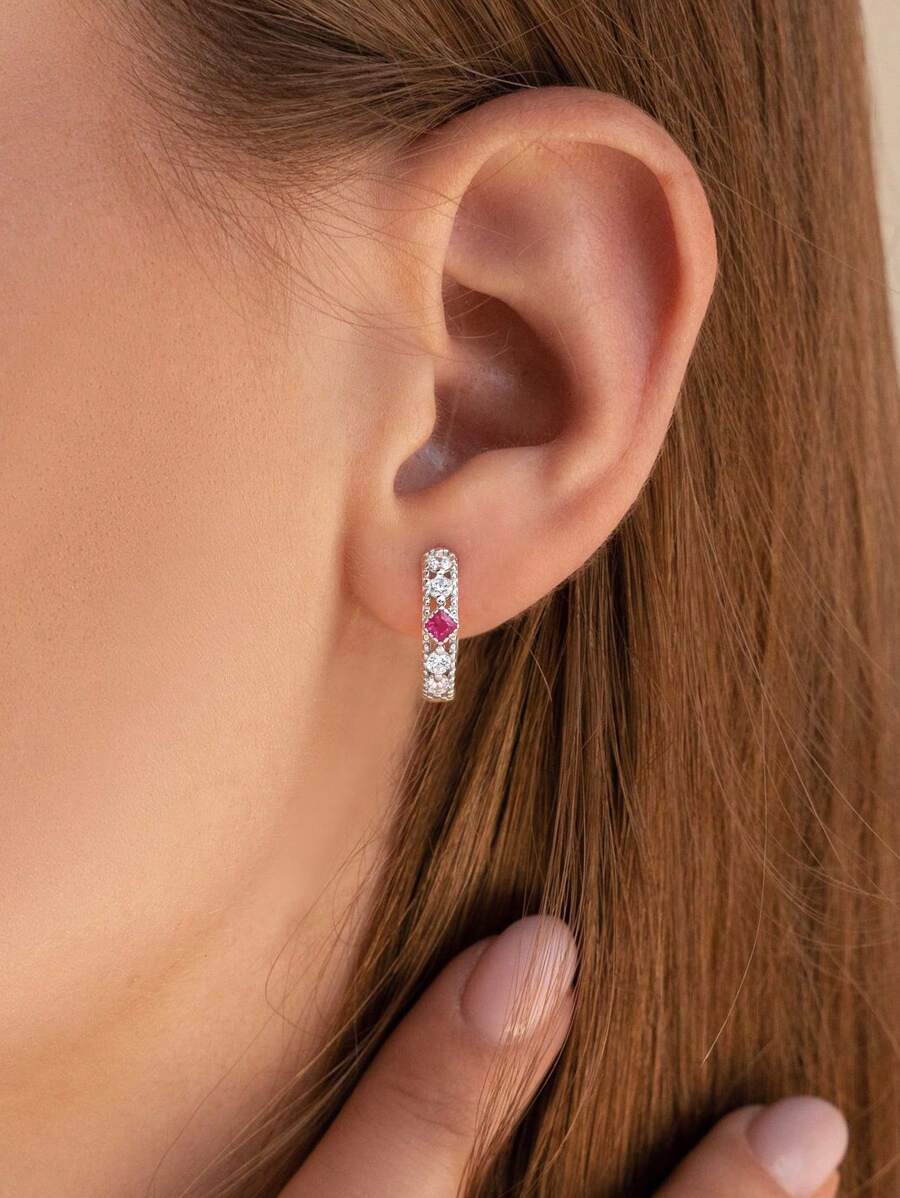 1 paar prachtige zirkonia creolen voor vrouwen S925 sterling zilver fijne dames sieraden jubileum cadeau oorbellen fijne sieraden