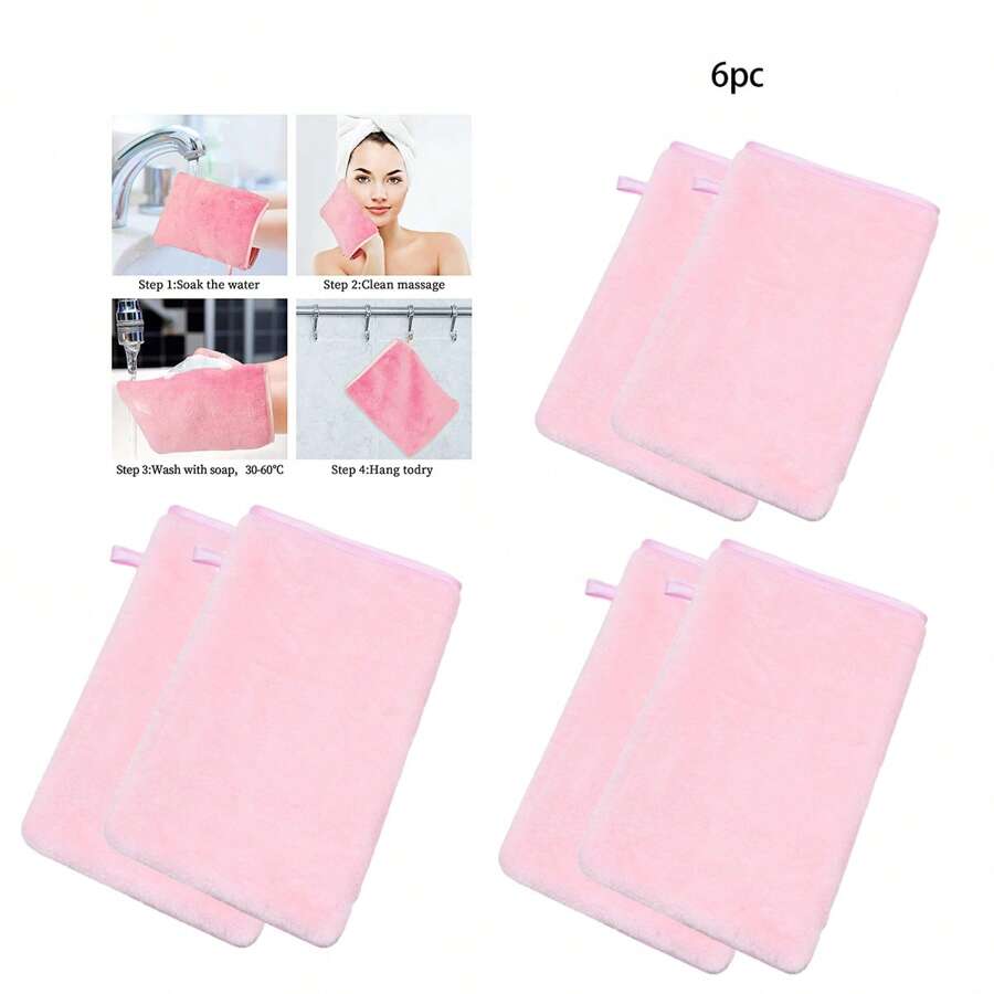 6 pièces Gant de toilette en microfibre doux pour le visage, gant de douche, gant démaquillant réutilisable, style européen, 15 cm x 20 cm